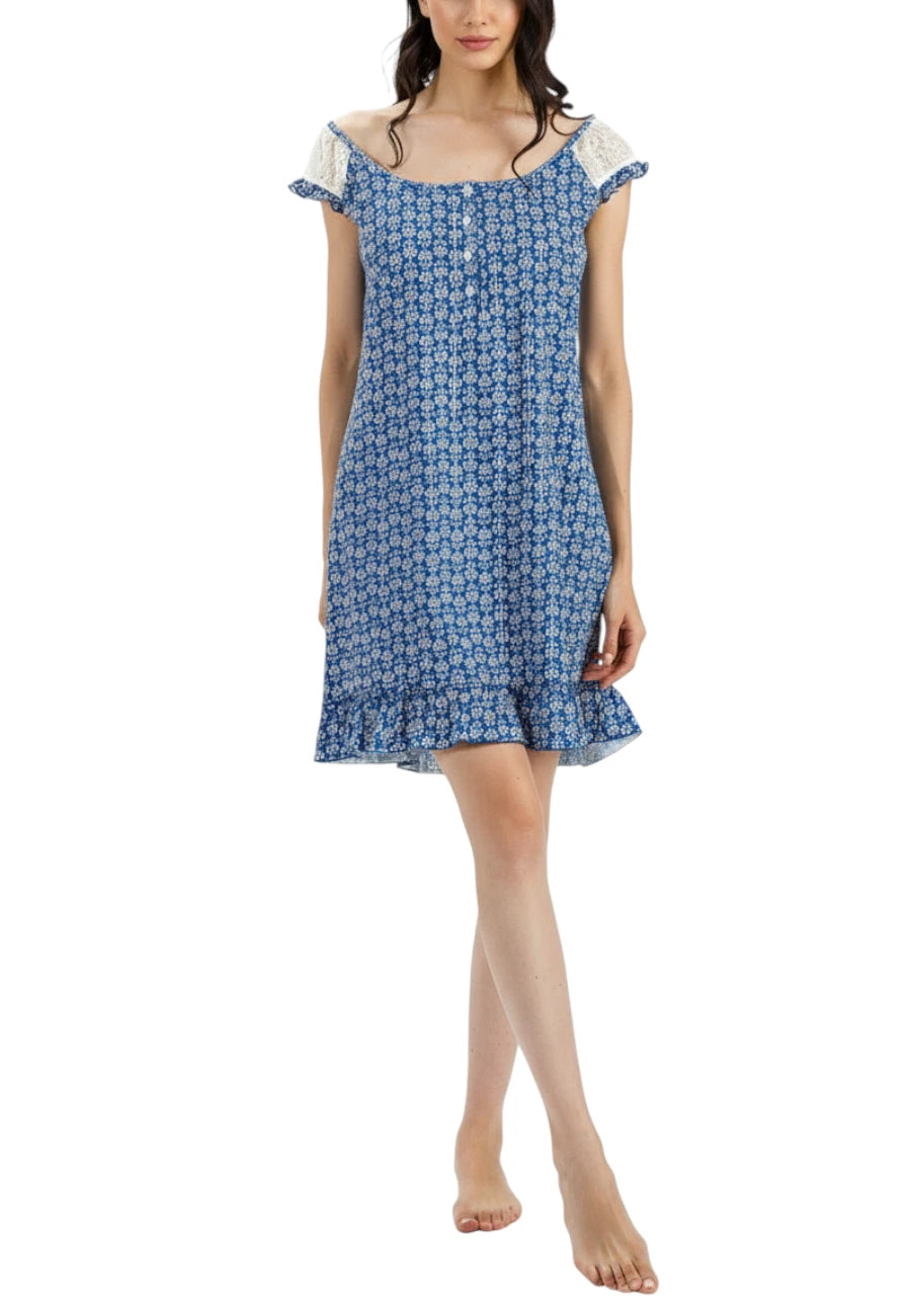 Camicia da notte - Donna - Fantasia e Pizzo pigiama