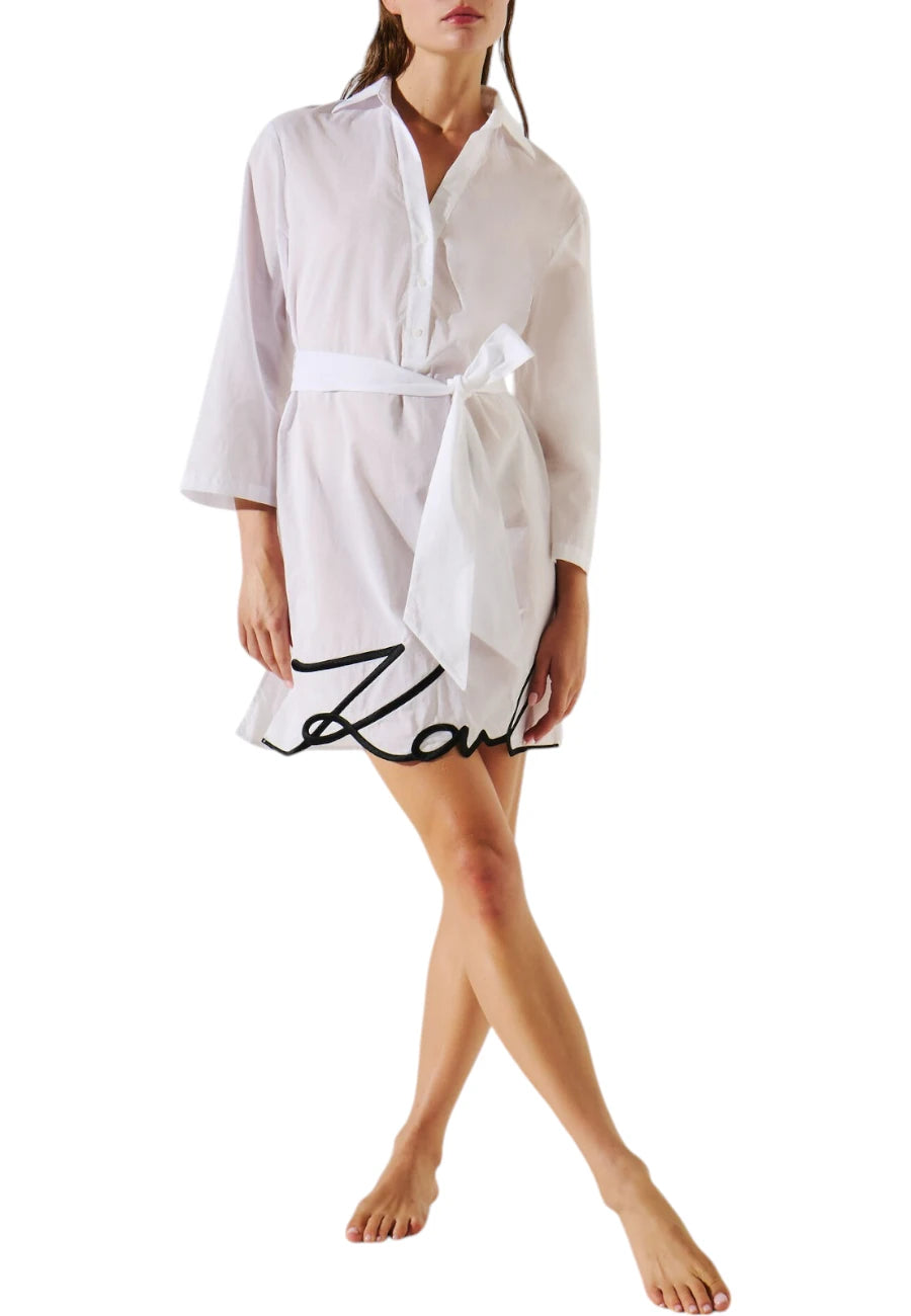 karl lagerfeld copricostume puro cotone leggero bianco