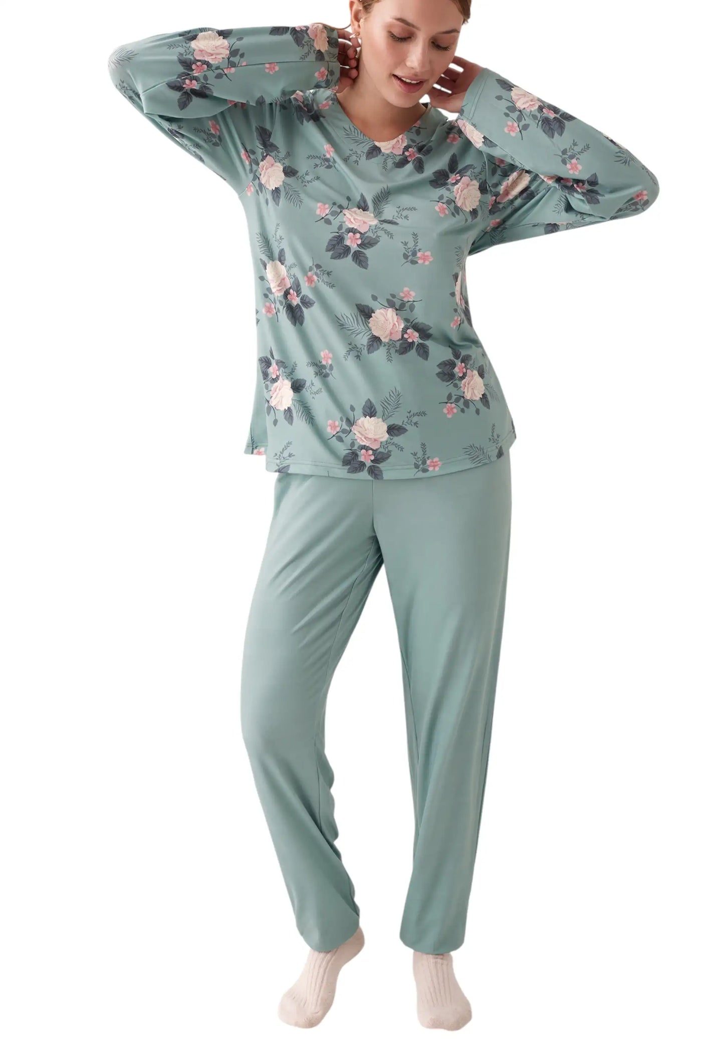 pigiama azzurro fiori Koral