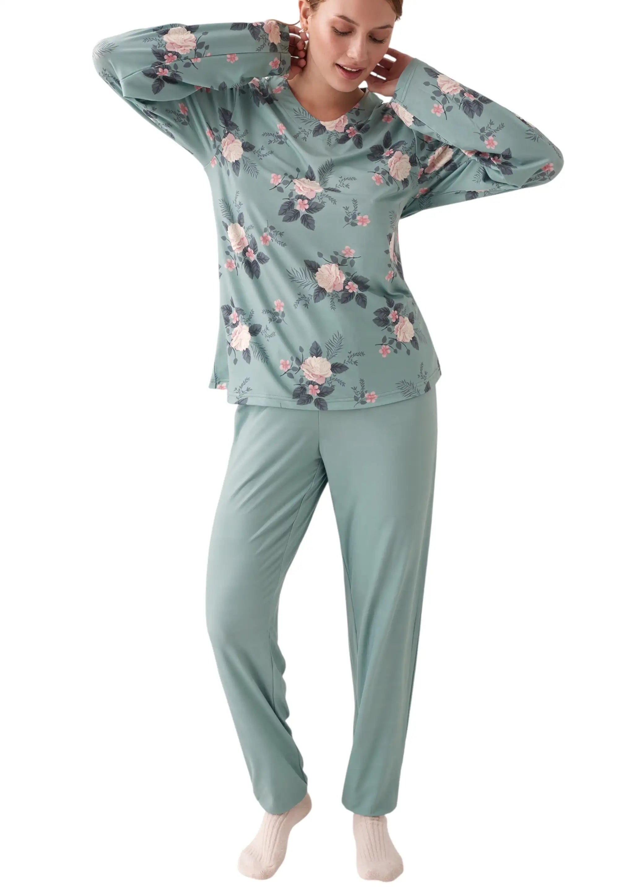 pigiama azzurro fiori Koral