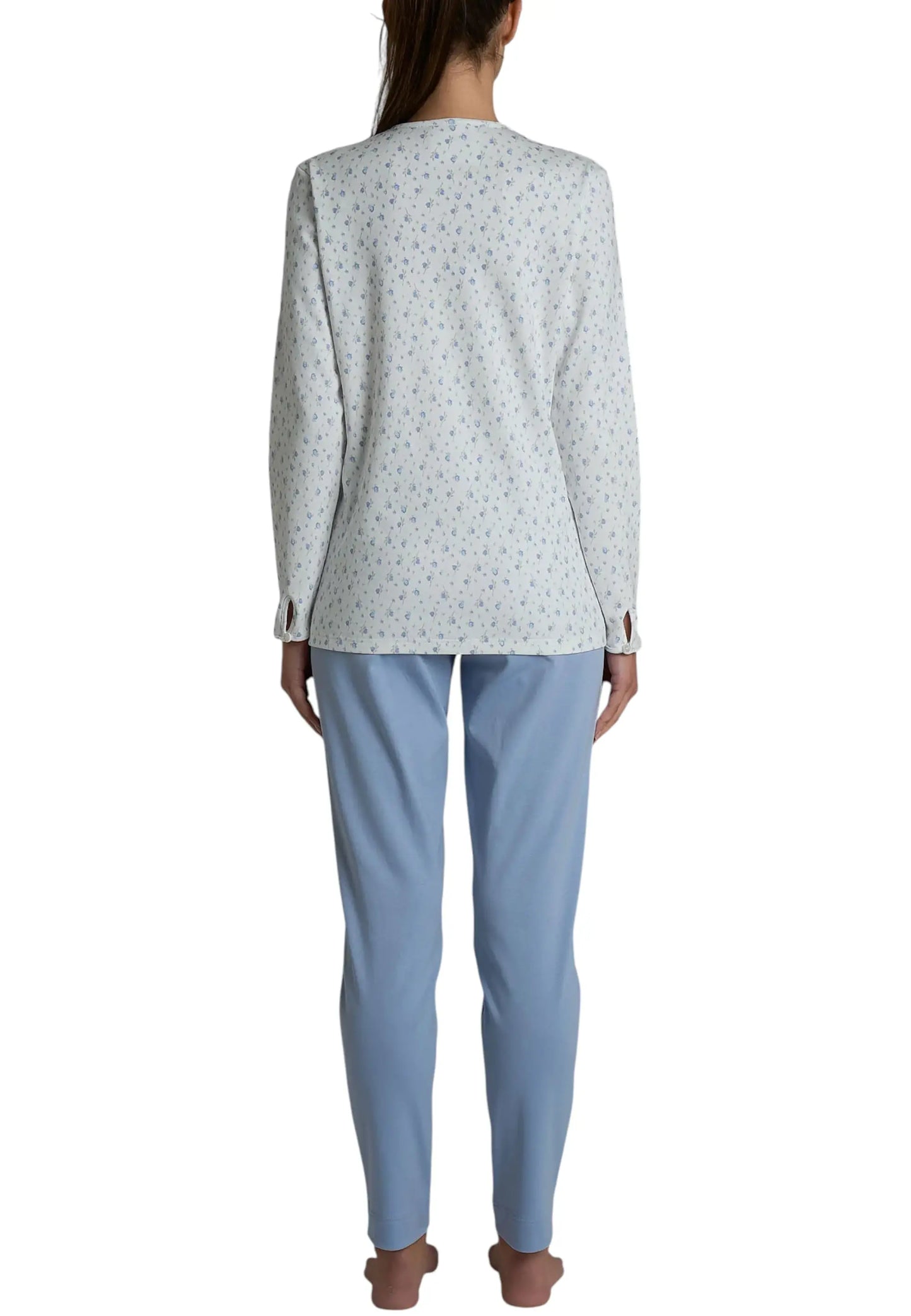 pigiama caldo cotone azzurro