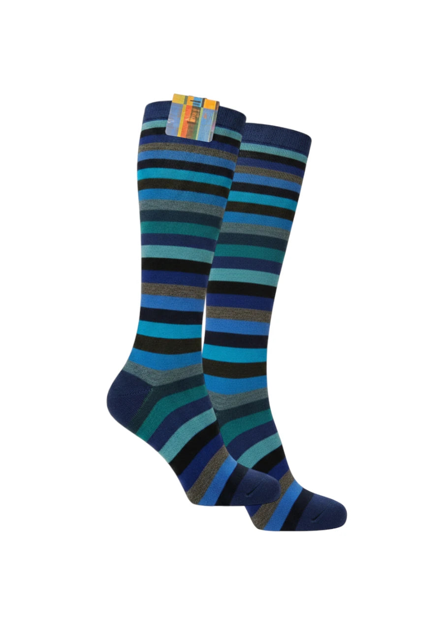 calze a righe gallo blu