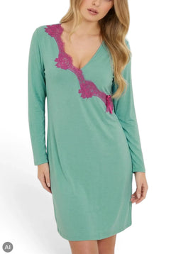 camicia da notte pizzo viola
