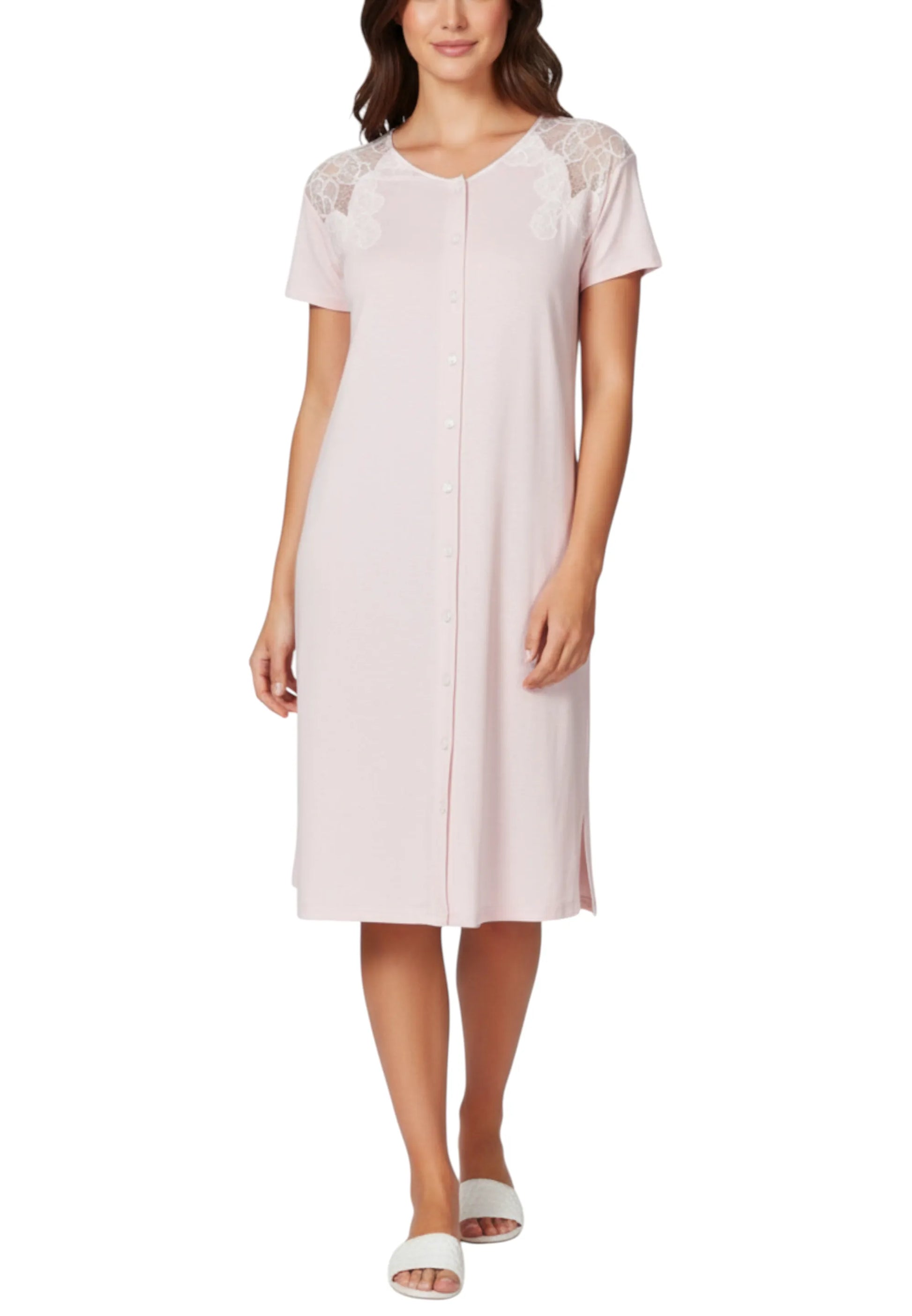 camicia da notte rosa pizzo