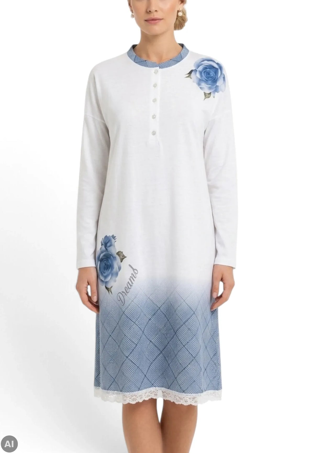 camicia da notte rose blu