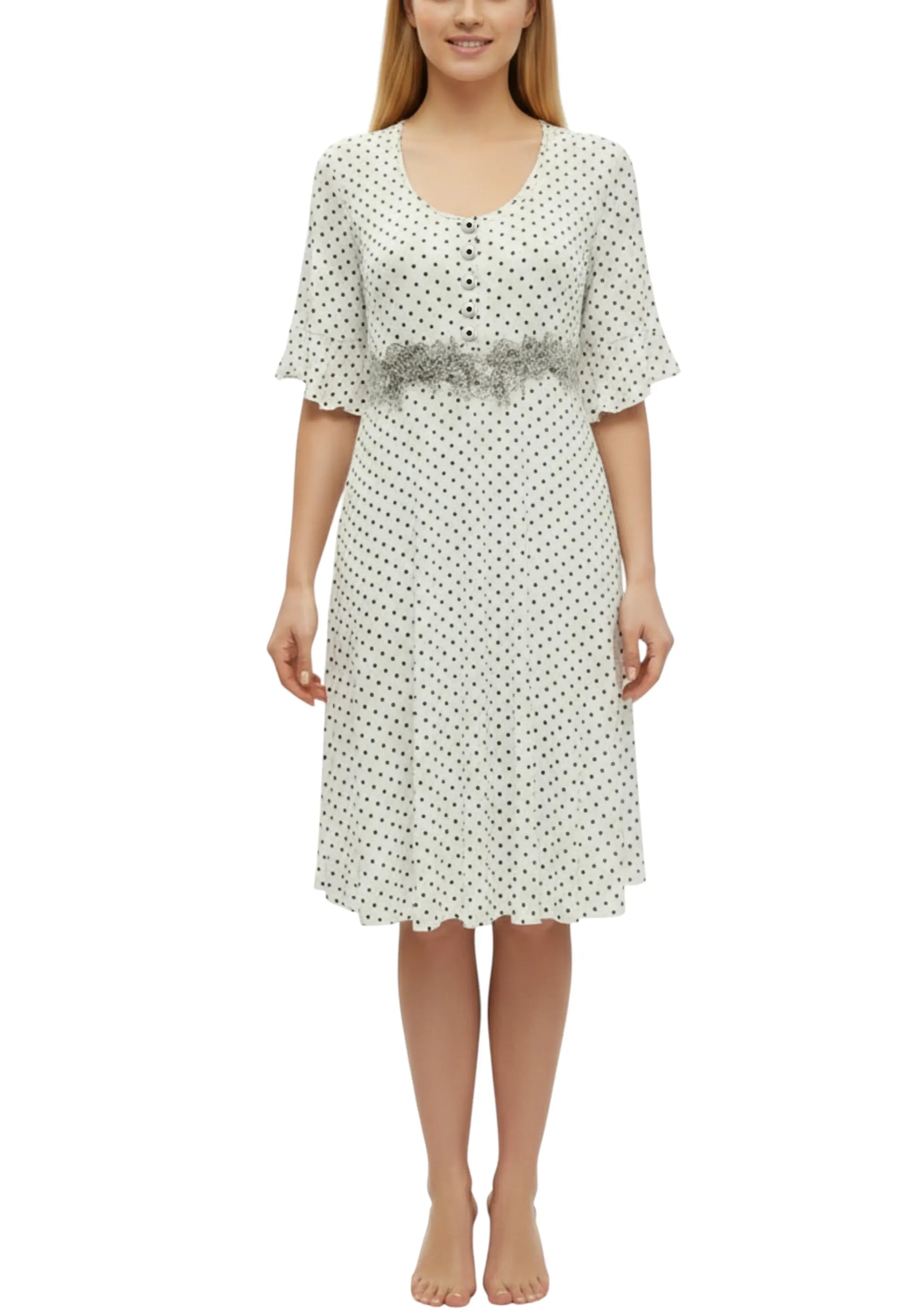 camicia da notte tatà pois pizzo viscosa