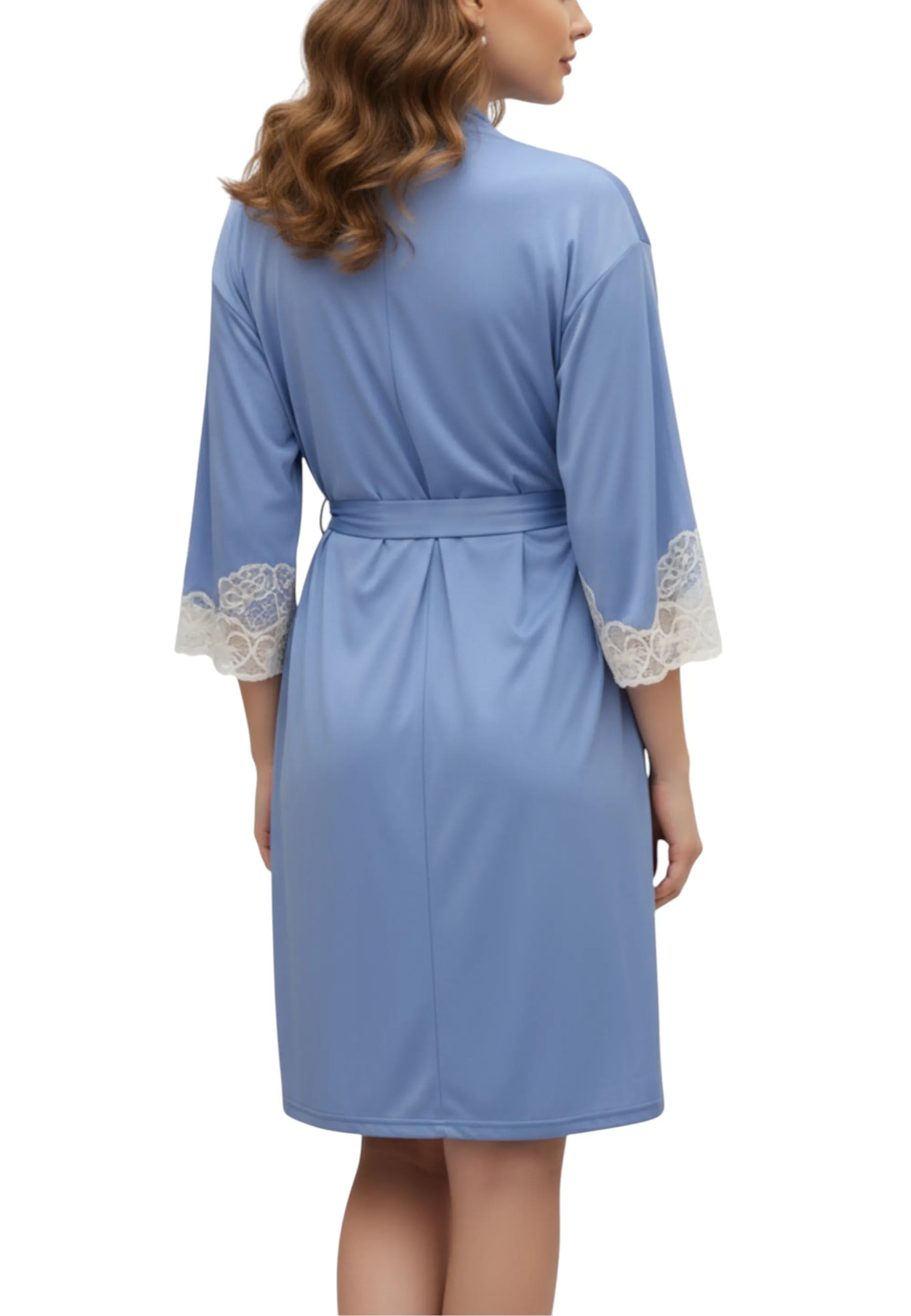 chimono azzurro pizzo vestaglia