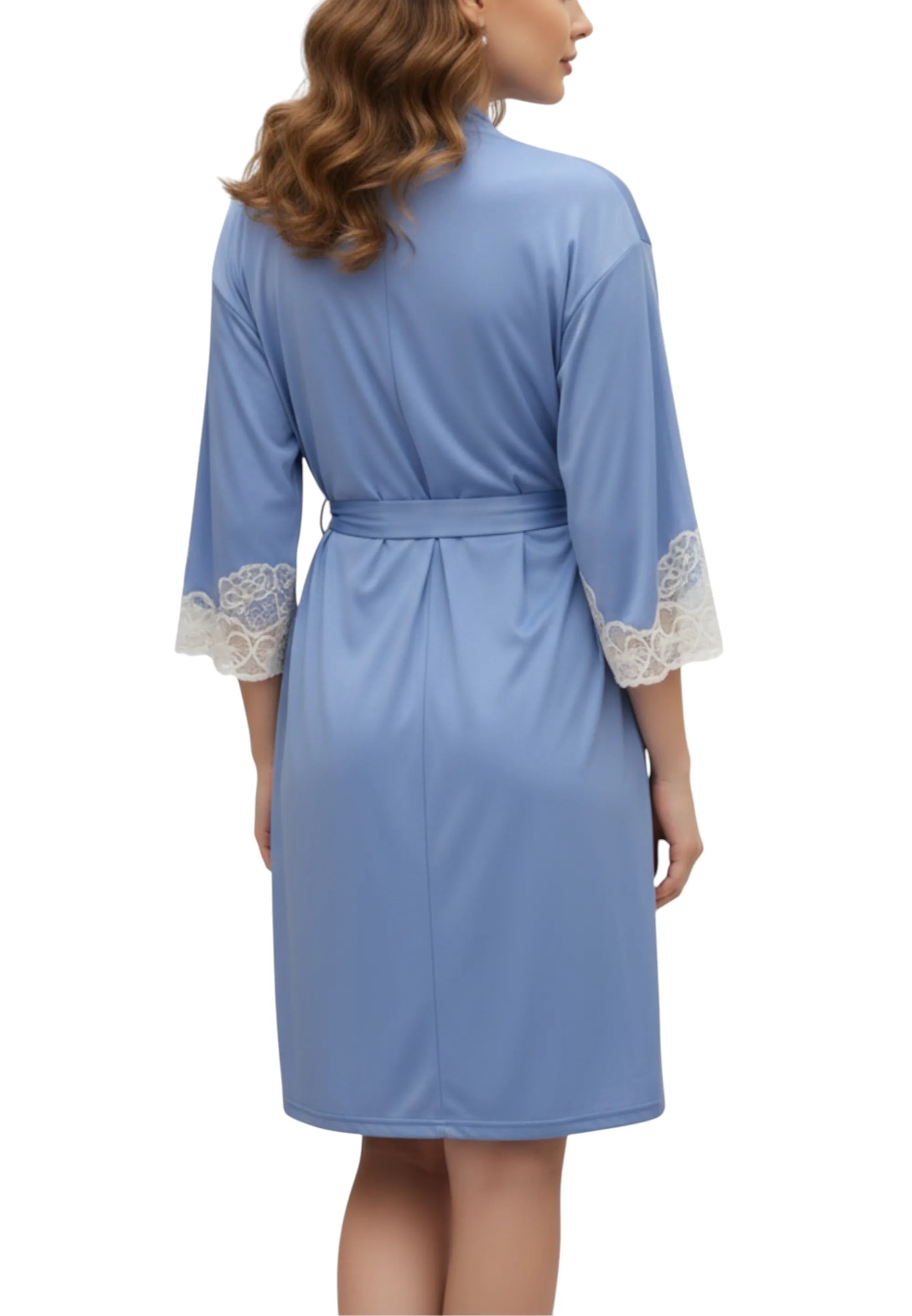chimono azzurro pizzo vestaglia