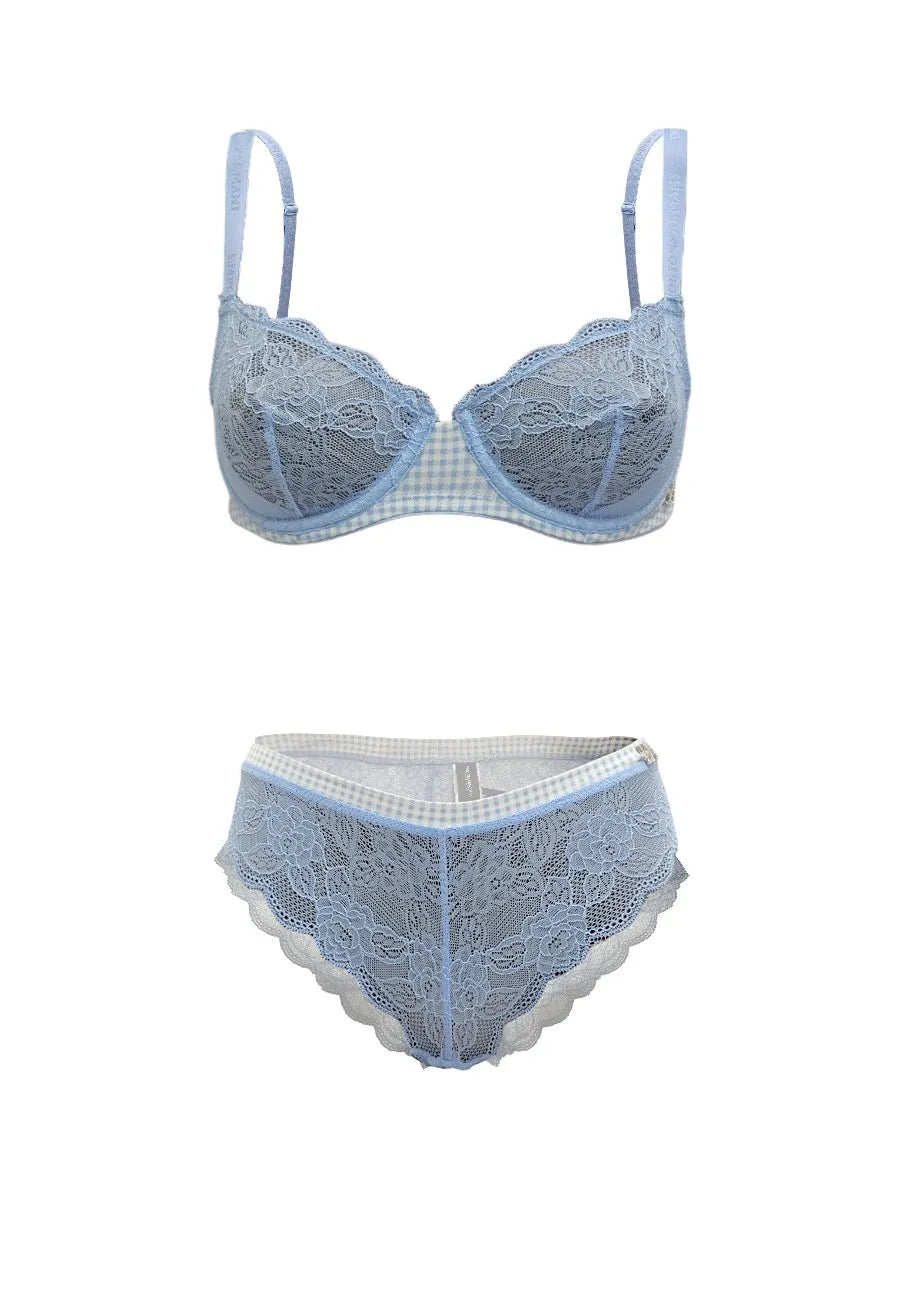 completo intimo Armani pizzo azzurro
