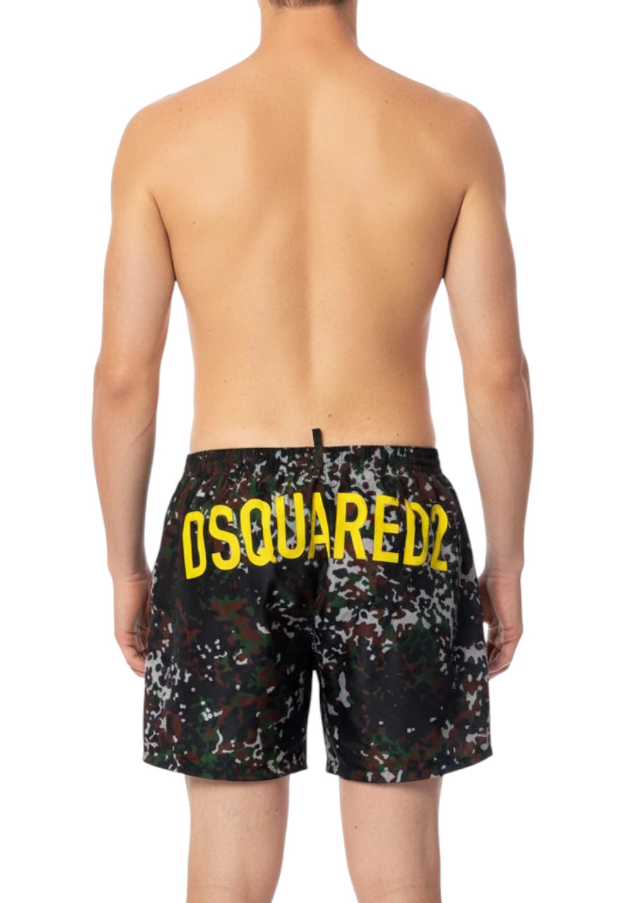 costume dsquared militare scritta gialla
