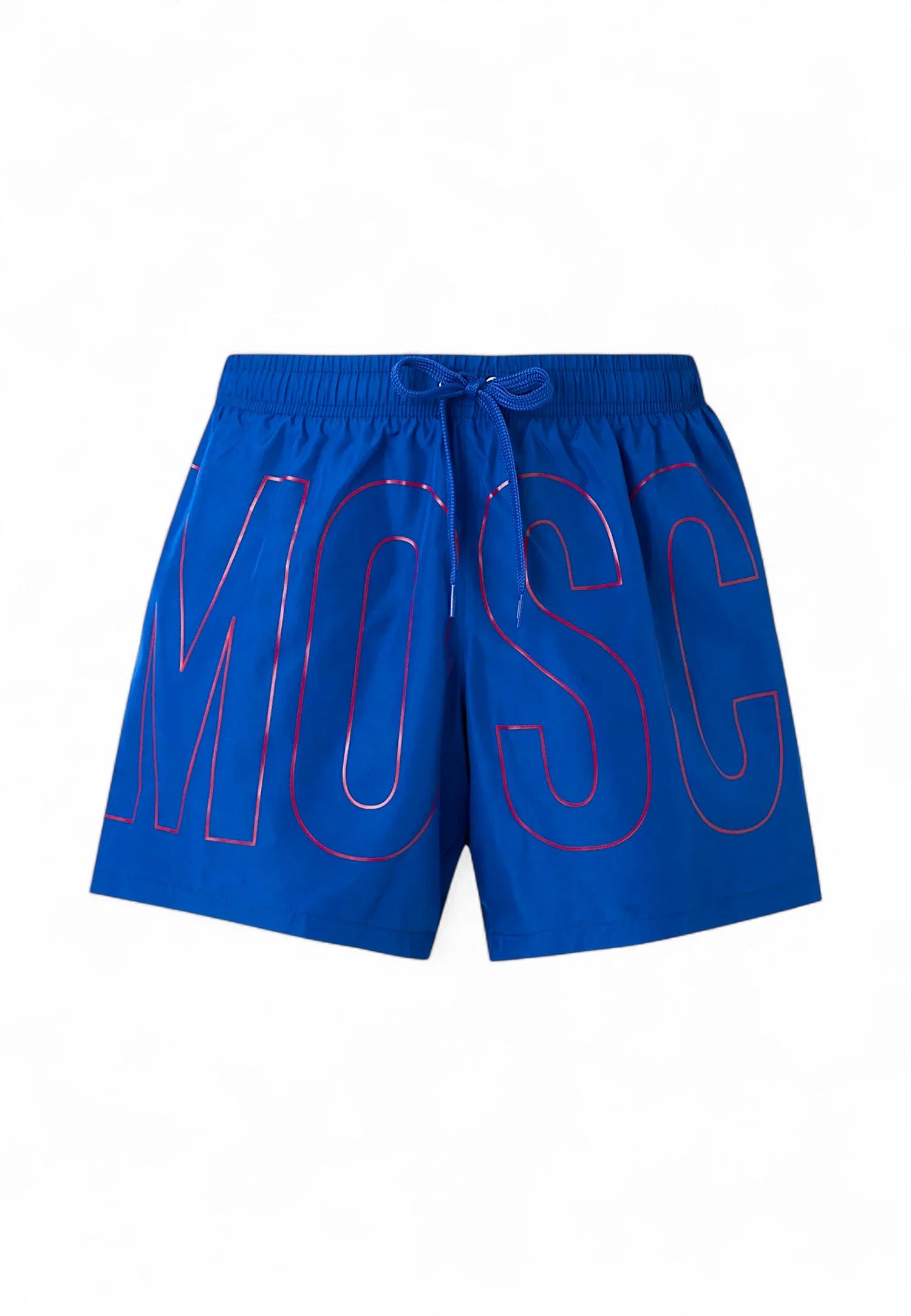costume moschino blu scritta grande rossa