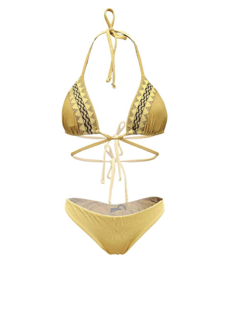 V5080S CAGI nuova collezione miss bikini 2025 giallo passamaneria colors trangolo passamaneria lurex brasiliana glitter