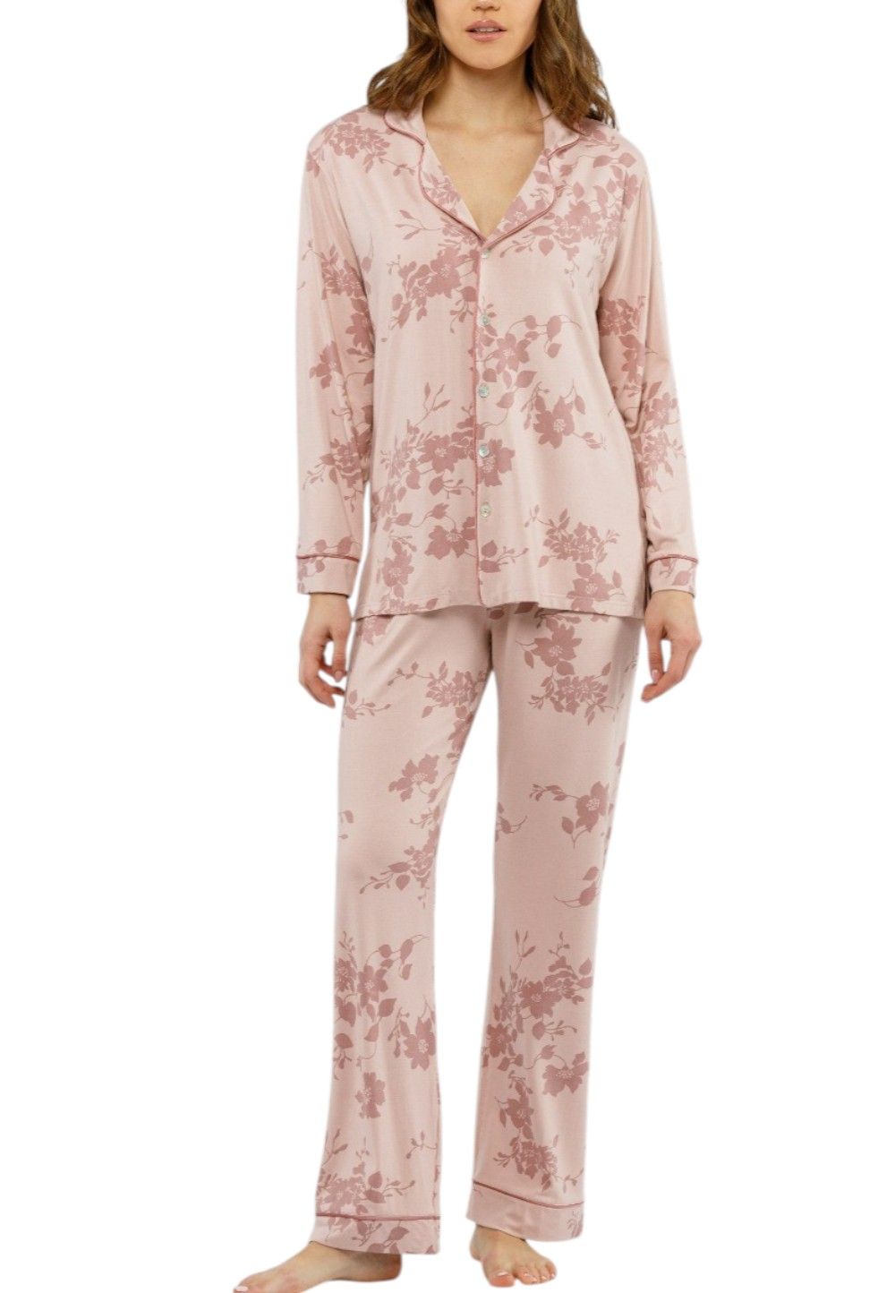 pigiama aperto  rosa viscosa