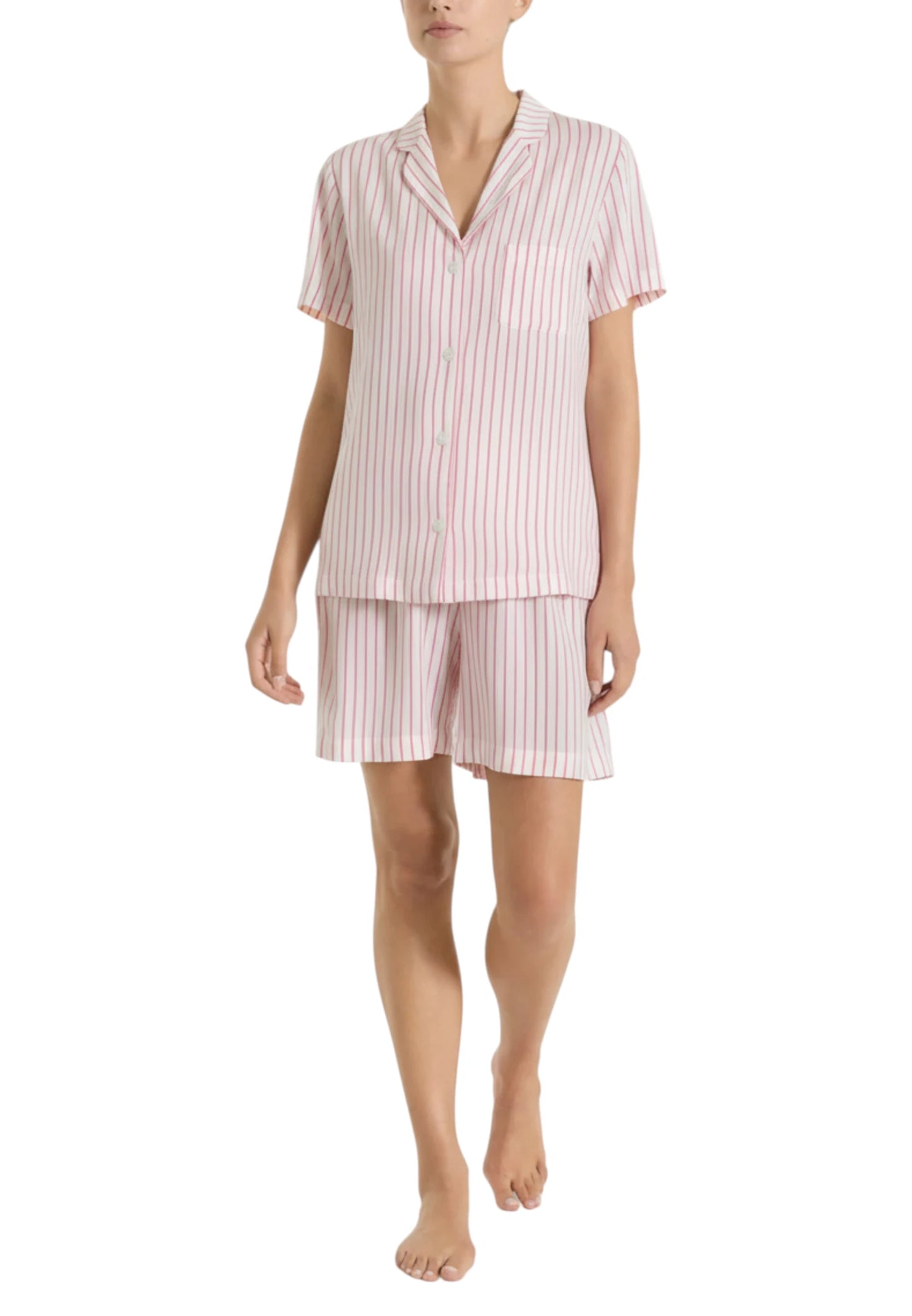 pigiama corto righe rosa