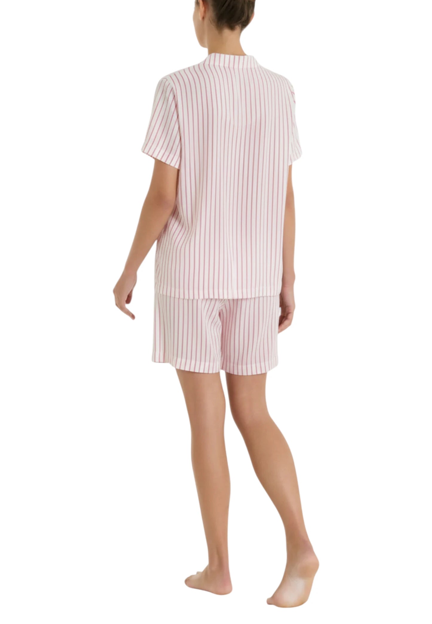 pigiama corto righe rosa viscosa