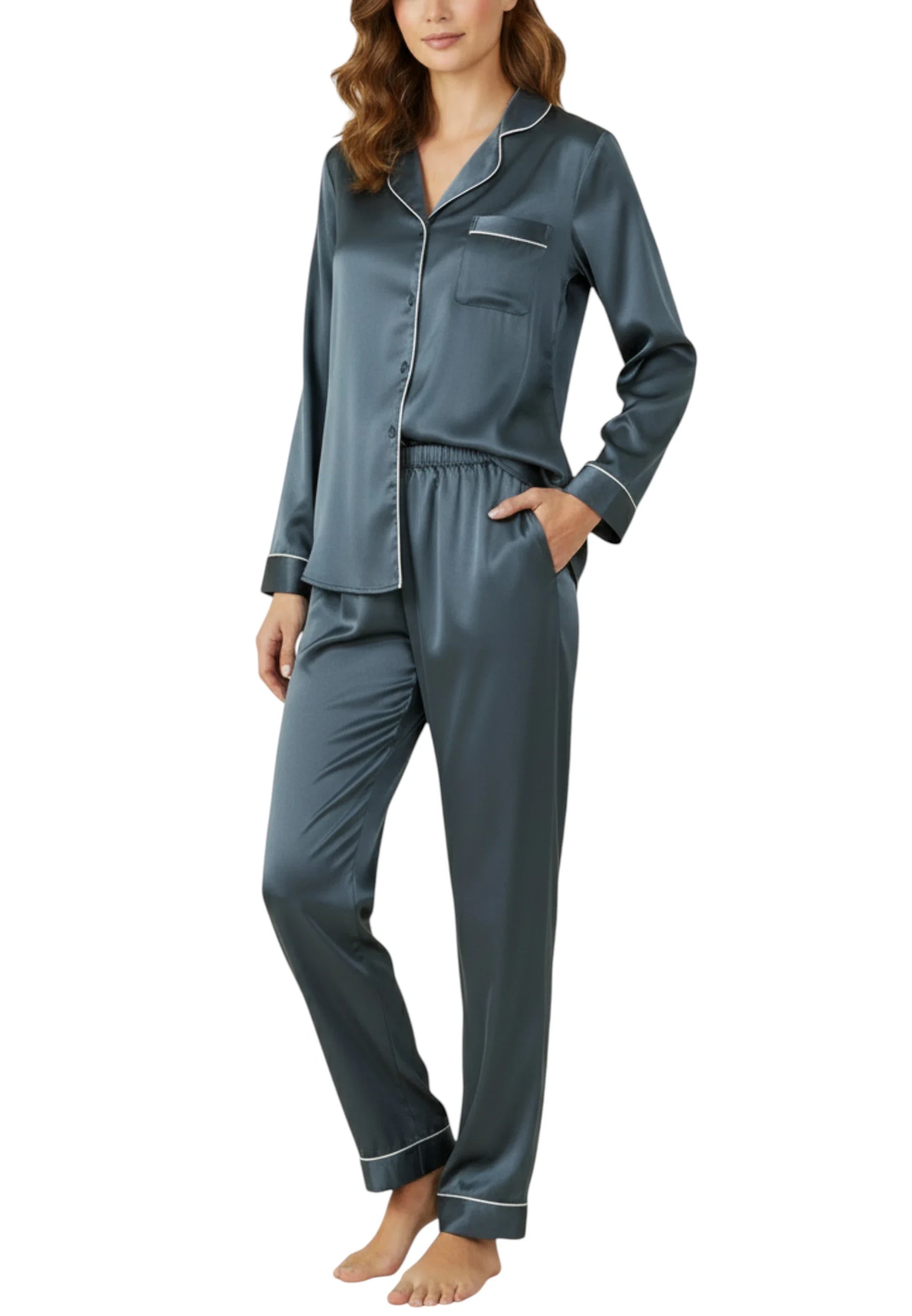 pigiama raso argento perla seta