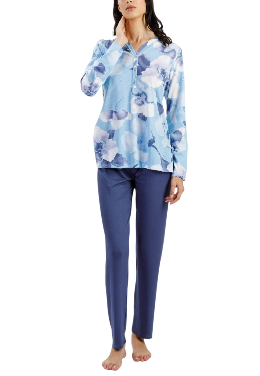 pigiama serafino blu made in italy donna