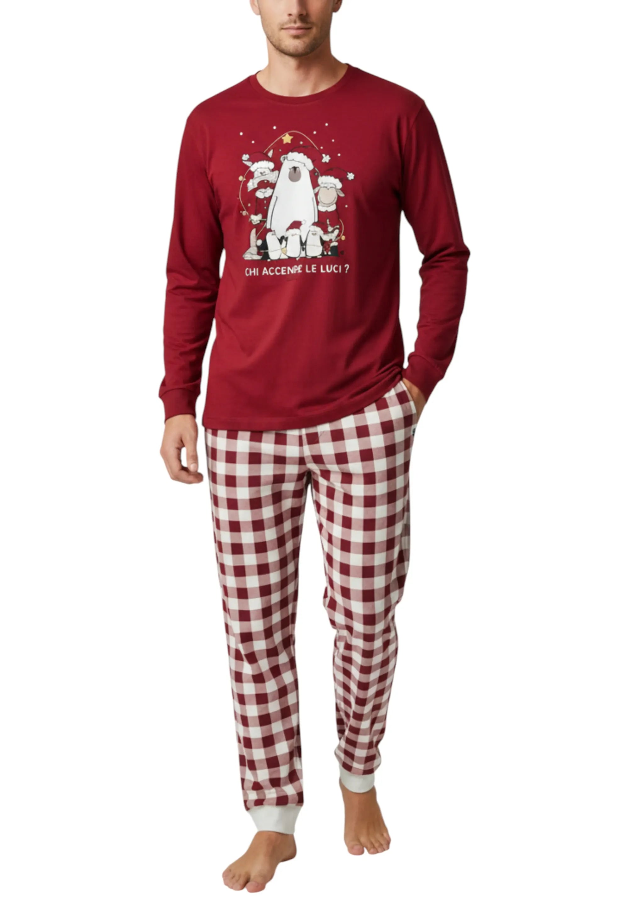 pigiama uomo rosso XXL natale