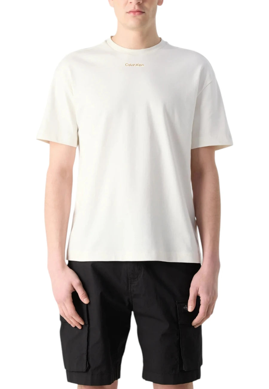 T-shirt calvin klein misto lino nuova collezione 2025 bianca