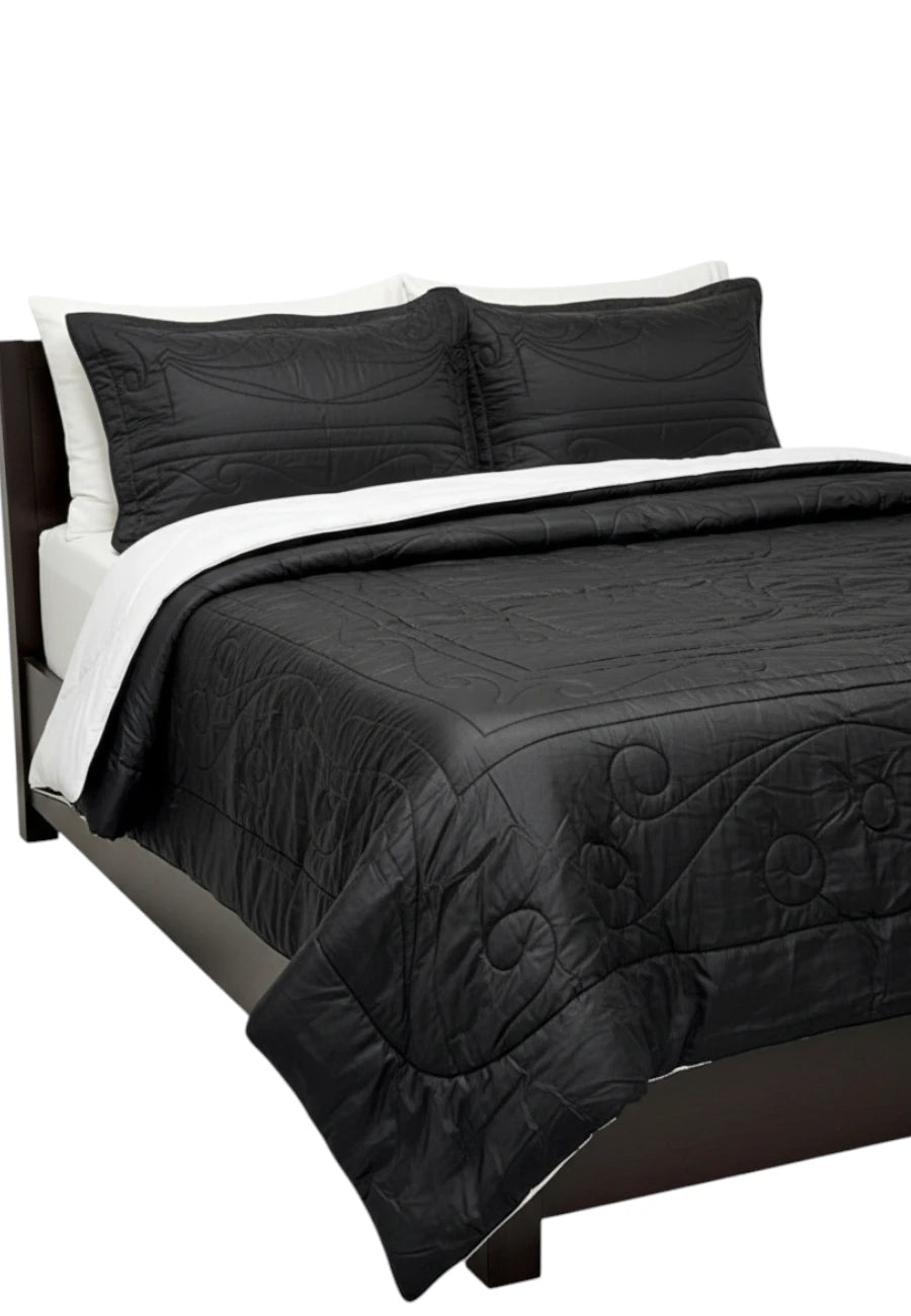 trapunta in raso nero