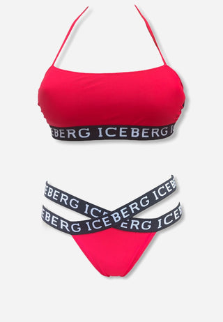 bikini a fascia iceberg logo band rosso