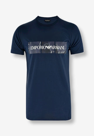 t-shirt emporio armani stampa blu