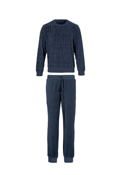 emporio armani pigiama logo all over blu