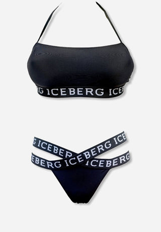 bikini a fascia iceberg logo band nero