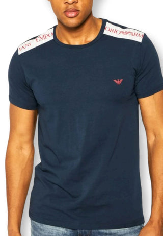 t-shirt emporio armani blu logo band