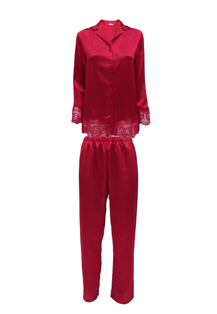 Amadine pigiama raso bordeaux