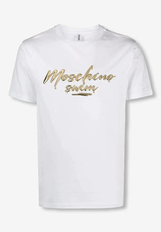 t-shirt moschino uomo gold lettering